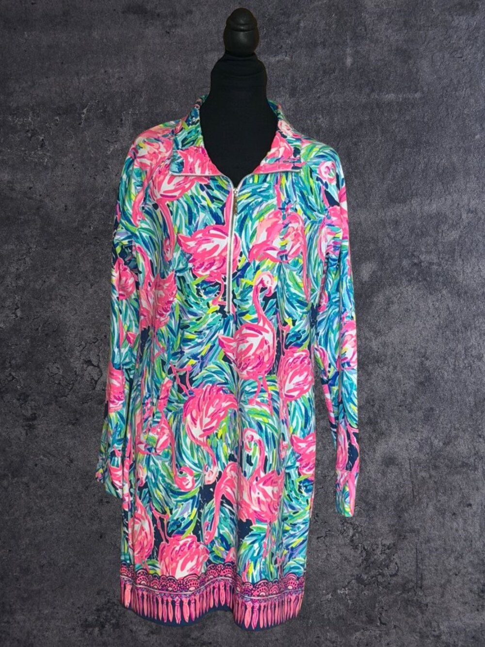 Lilly Pulitzer Skipper Popover Dress Flamenco Beach Pink Flamingo Terry (1312)